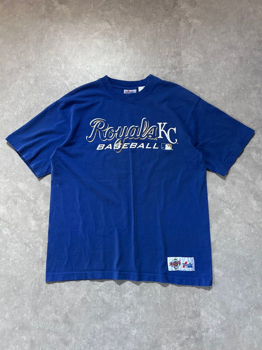 90s Vintage Kansas City Royals Majestic Script Blue T Shirt - L - L | Martin City Vintage