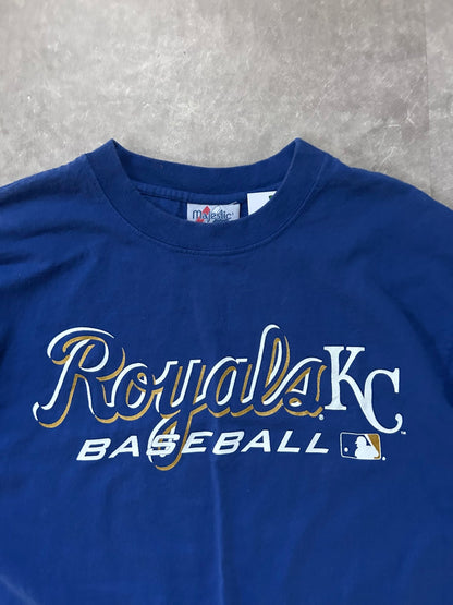 90s Vintage Kansas City Royals Majestic Script Blue T Shirt - L - L | Martin City Vintage