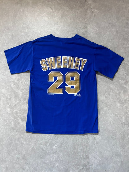 90s Vintage Kansas City Royals Gold Script Mike Sweeney Blue T Shirt - M - M | Martin City Vintage