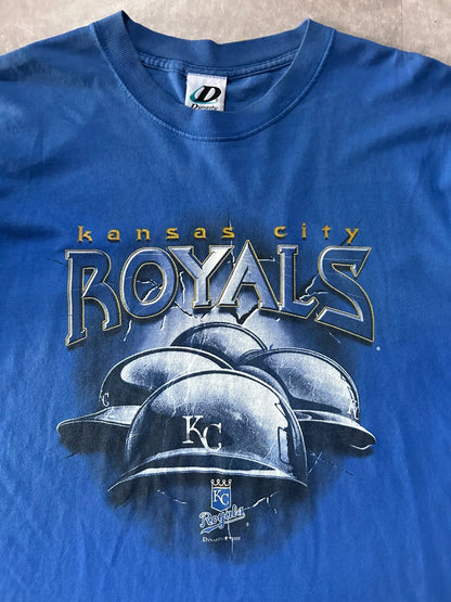 2000s Vintage Kansas City Royals Helmets Blue T Shirt - XL - XL | Martin City Vintage