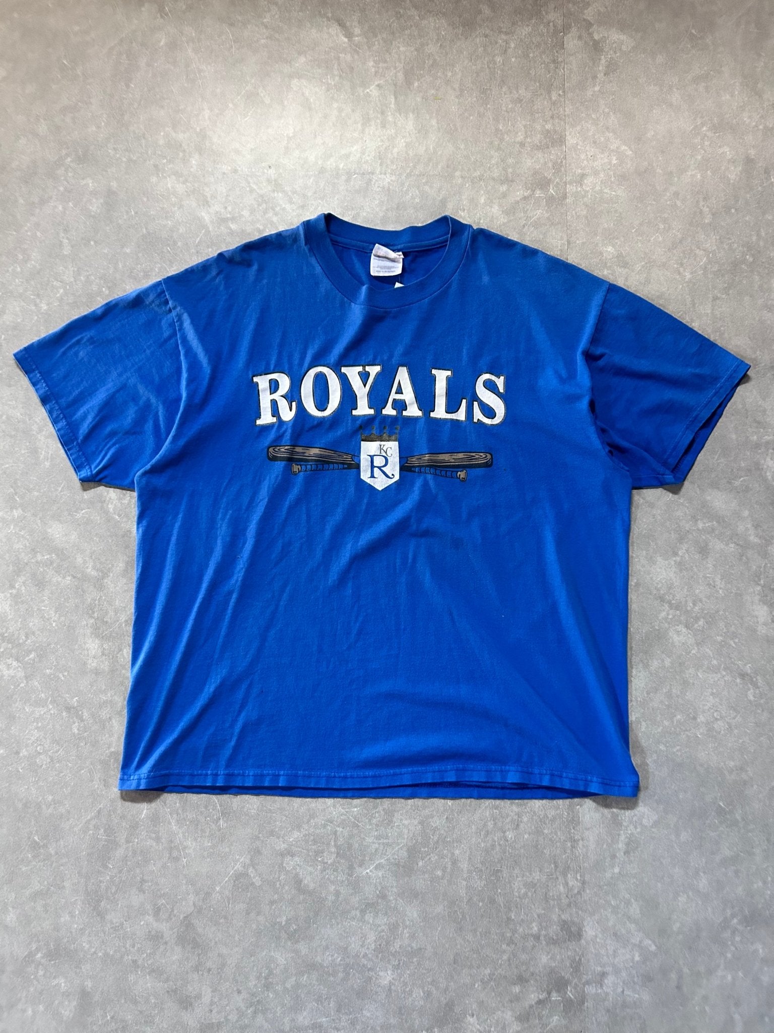 90s Vintage Kansas City Royals White Letters Blue T Shirt - XL - XL | Martin City Vintage