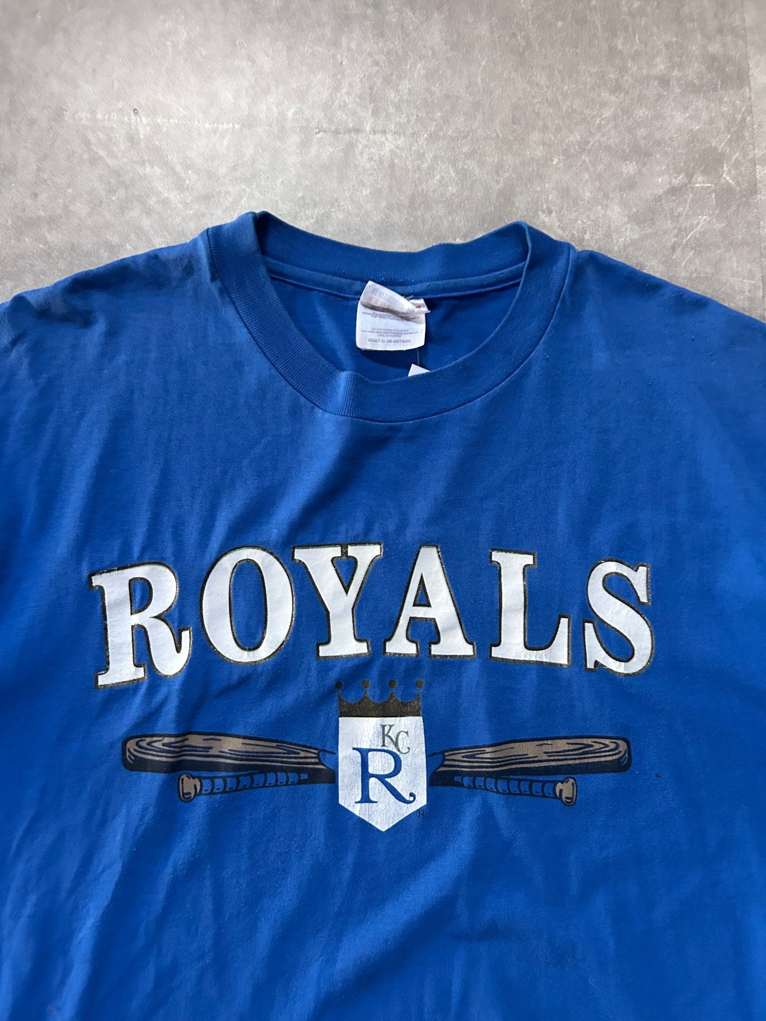90s Vintage Kansas City Royals White Letters Blue T Shirt - XL - XL | Martin City Vintage