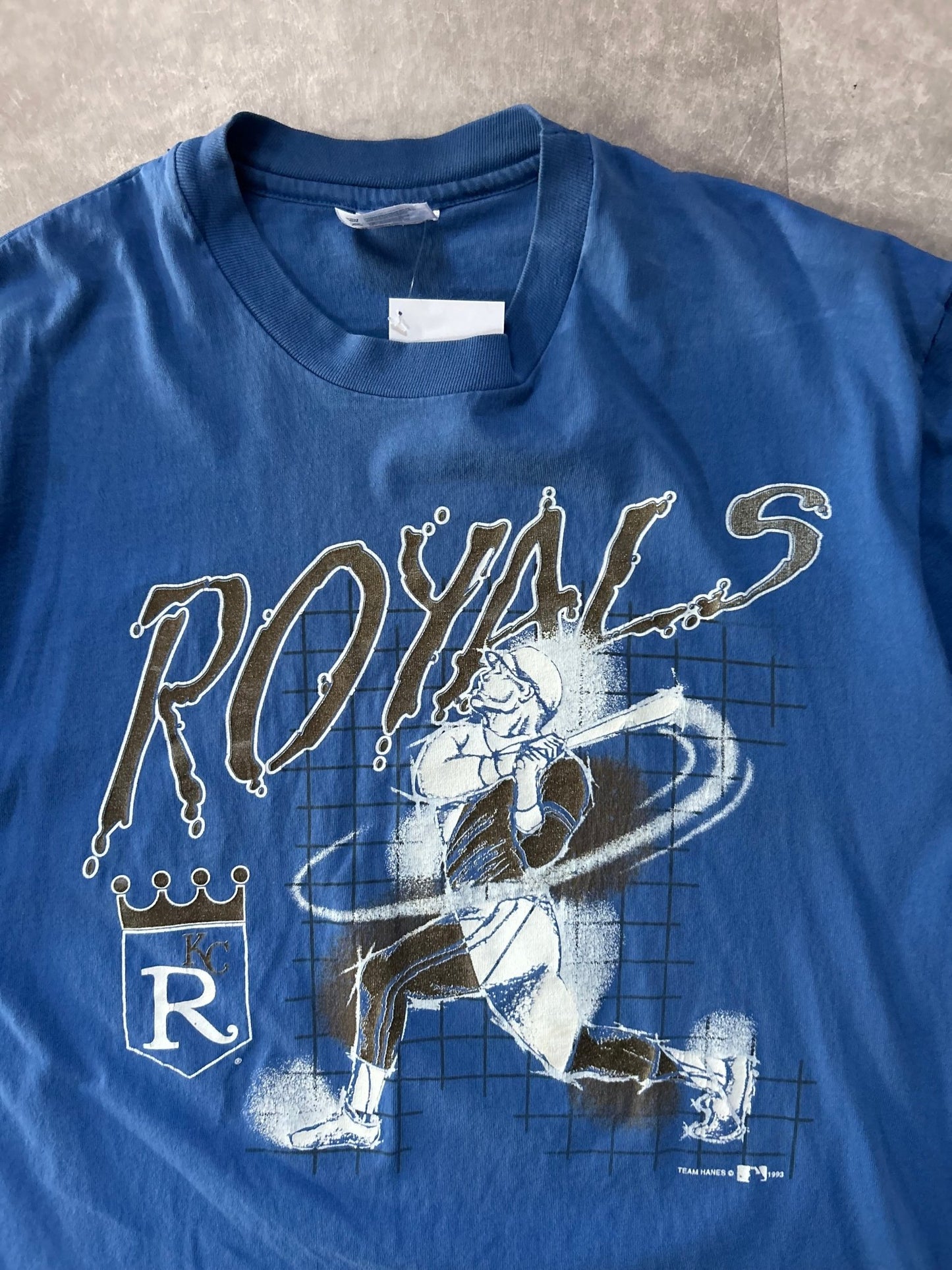 90s Vintage Kansas City Royals Swing Blue T Shirt - XL - XL | Martin City Vintage