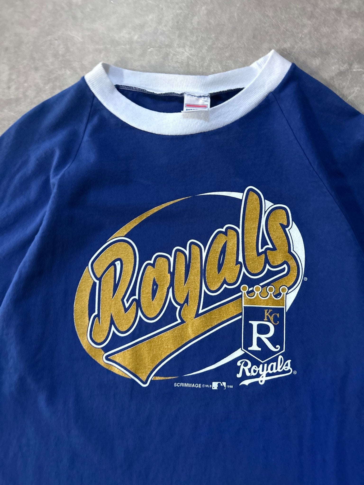 90s Vintage Kansas City Royals White Collar Blue T Shirt - L - L | Martin City Vintage