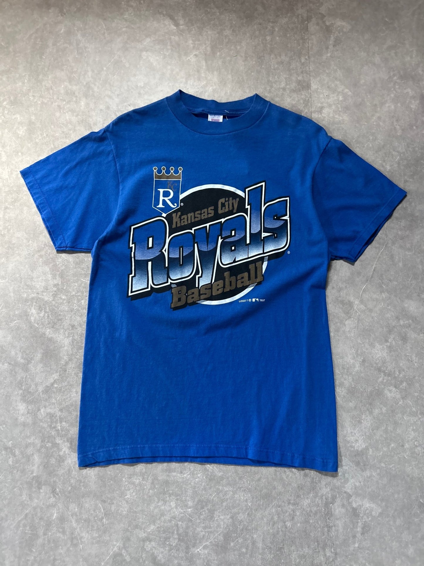 90s Vintage Kansas City Royals Logo 7 Blue T Shirt - M - M | Martin City Vintage