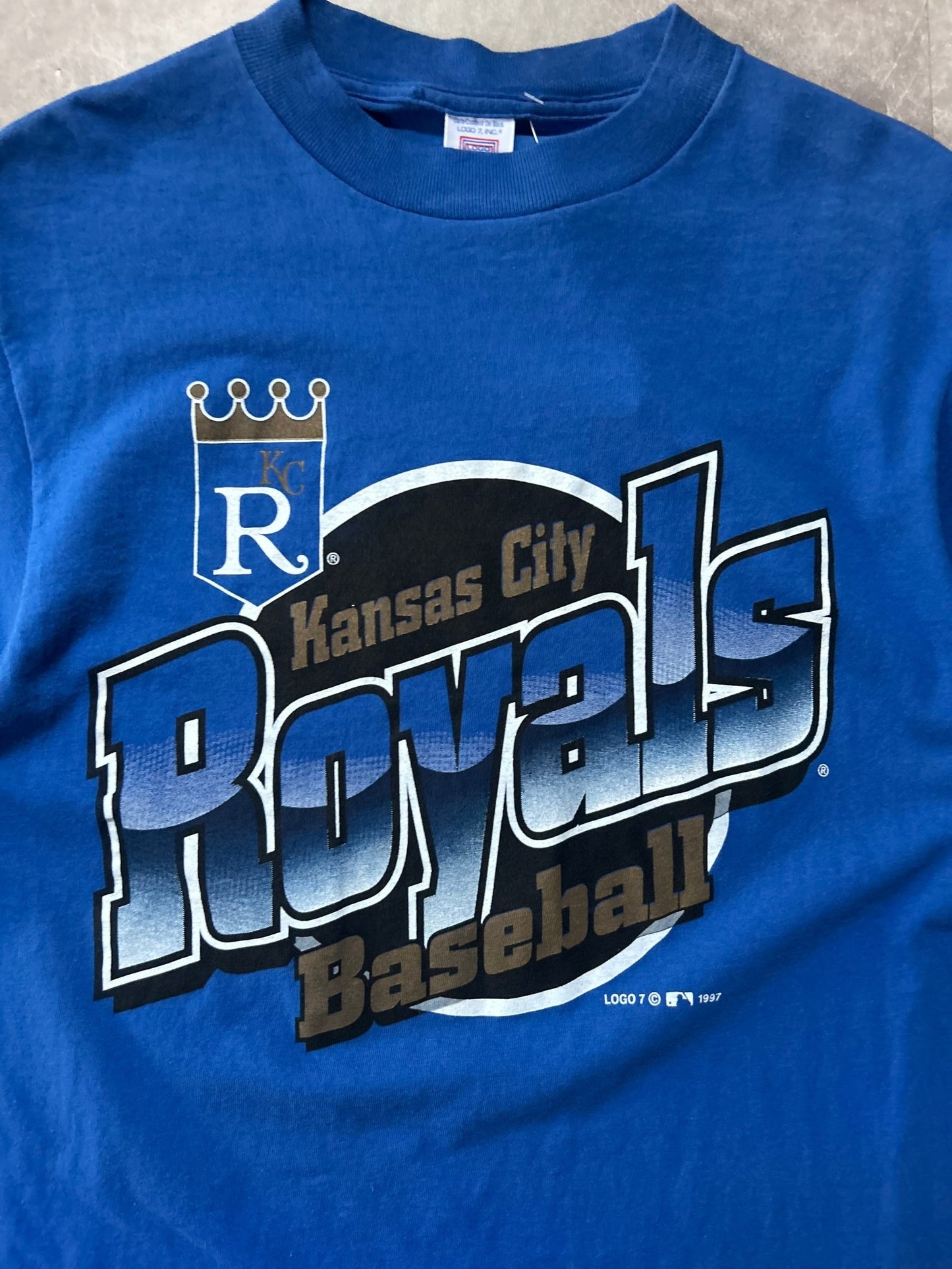 90s Vintage Kansas City Royals Logo 7 Blue T Shirt - M - M | Martin City Vintage