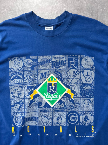 90s Vintage Kansas City Royals Grid Blue T Shirt - XL - XL | Martin City Vintage