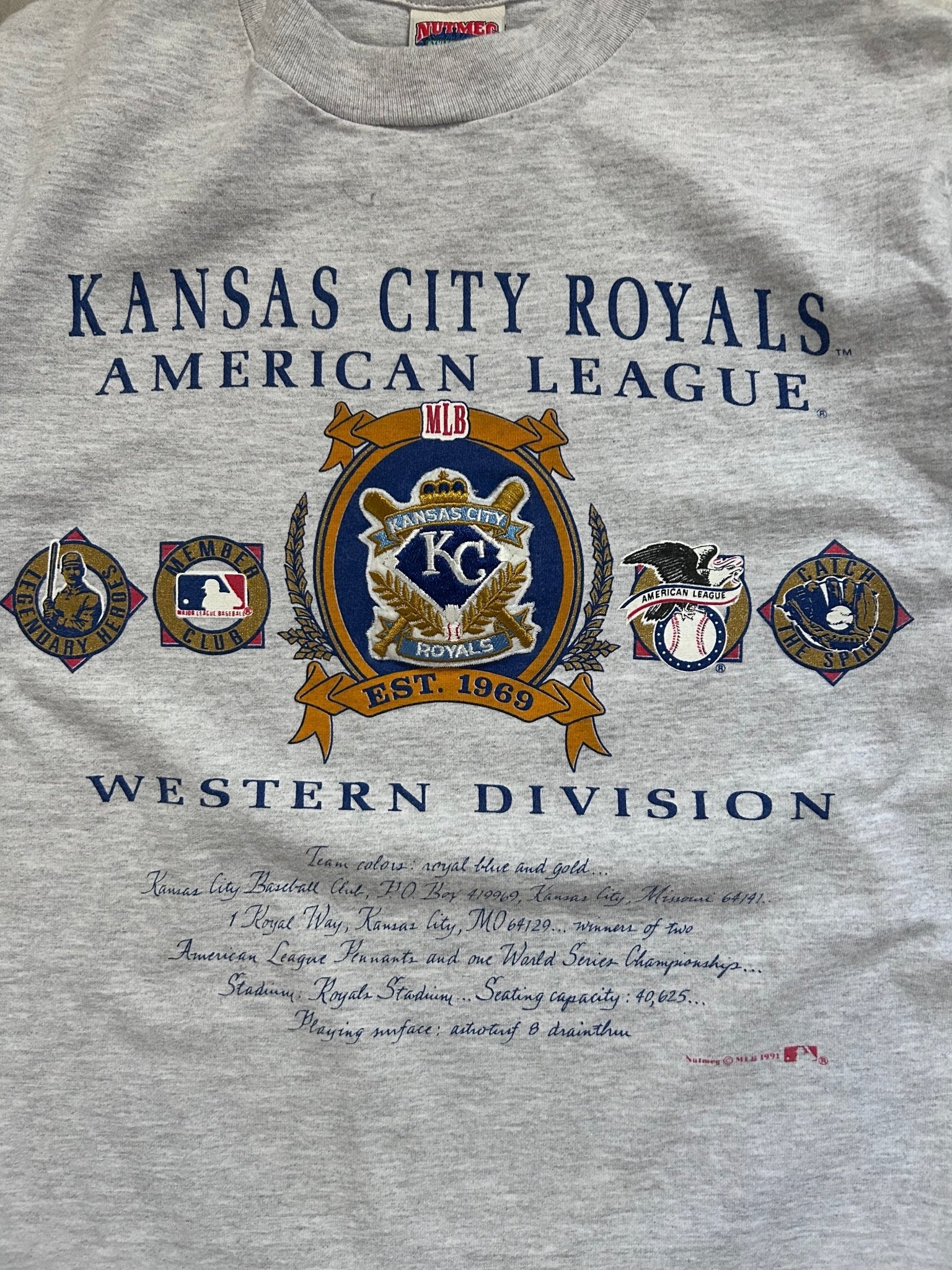 90s Vintage Kansas City Royals Embroidered Crest Heather Gray T Shirt - M - M | Martin City Vintage