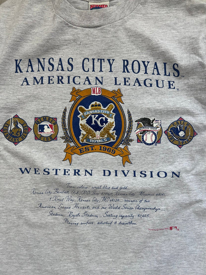 90s Vintage Kansas City Royals Embroidered Crest Heather Gray T Shirt - M - M | Martin City Vintage