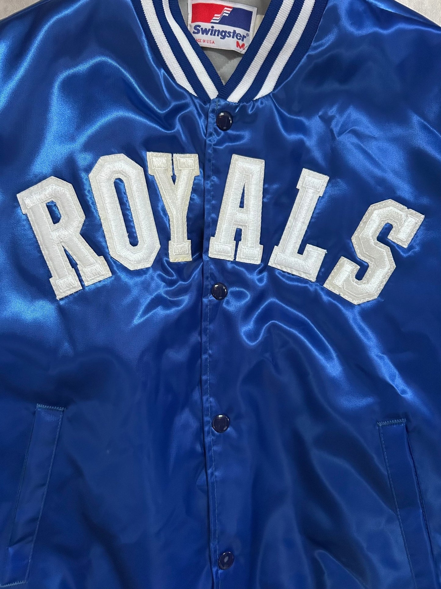90s Vintage Kansas City Royals Swingster Blue Satin Jacket - M - M | Martin City Vintage