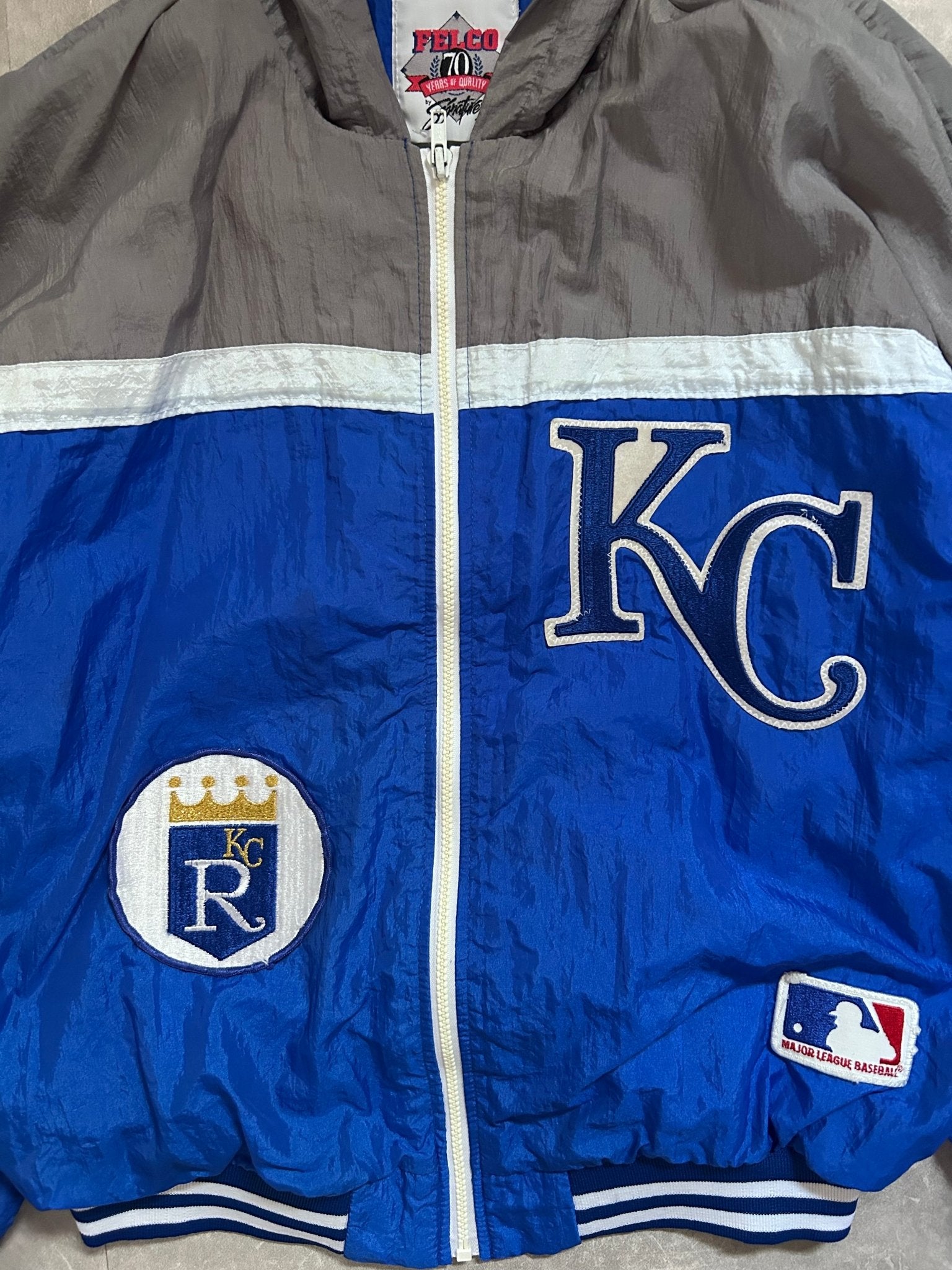 90s Vintage Kansas City Royals Blue/Gray Zip Up Hoodie - XL - XL | Martin City Vintage