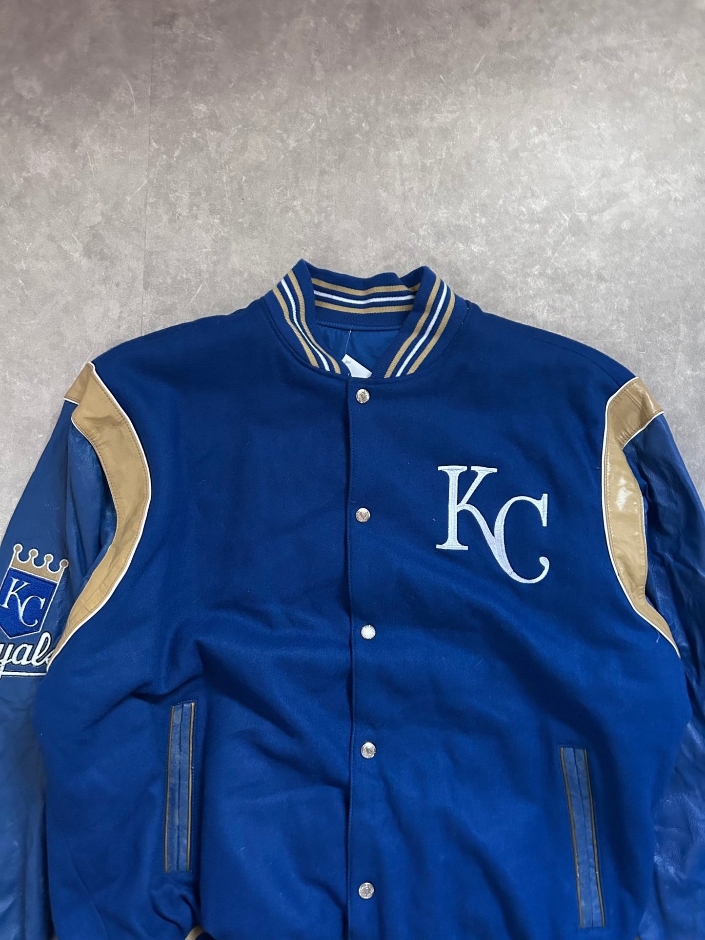 2000s Vintage Kansas City Royals Jeff Hamilton Reversible Blue Varsity Jacket - XL - XL | Martin City Vintage