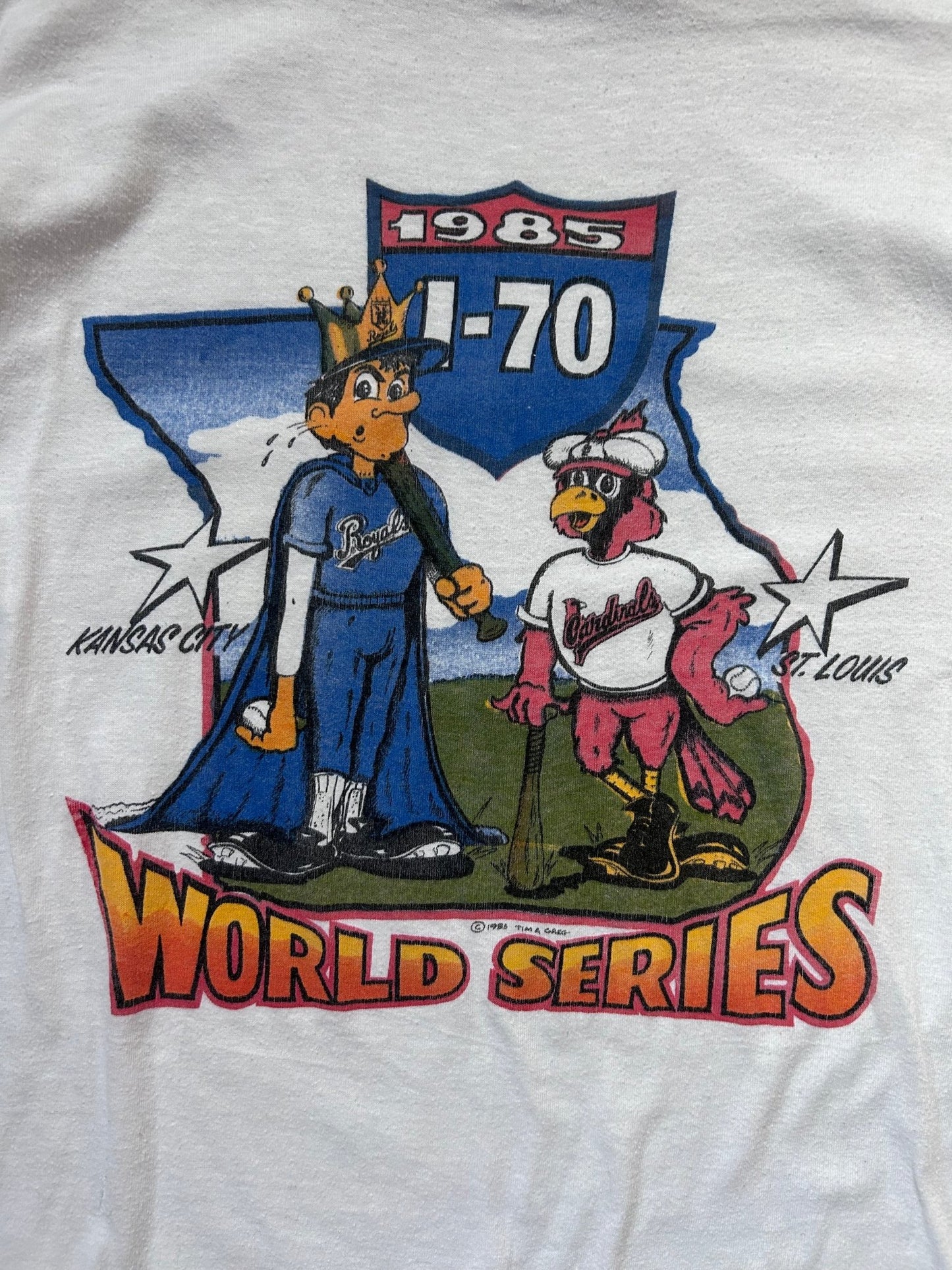 1985 Vintage I - 70 Series Kansas City Royals St. Louis Cardinals White T Shirt - L - L | Martin City Vintage