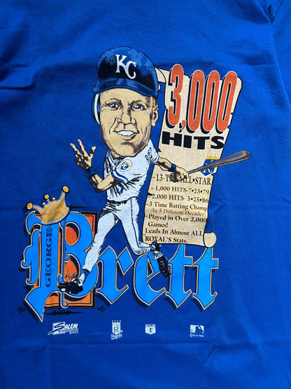 90s Vintage Kansas City Royals George Brett Caricature Blue T Shirt - XL - XL | Martin City Vintage
