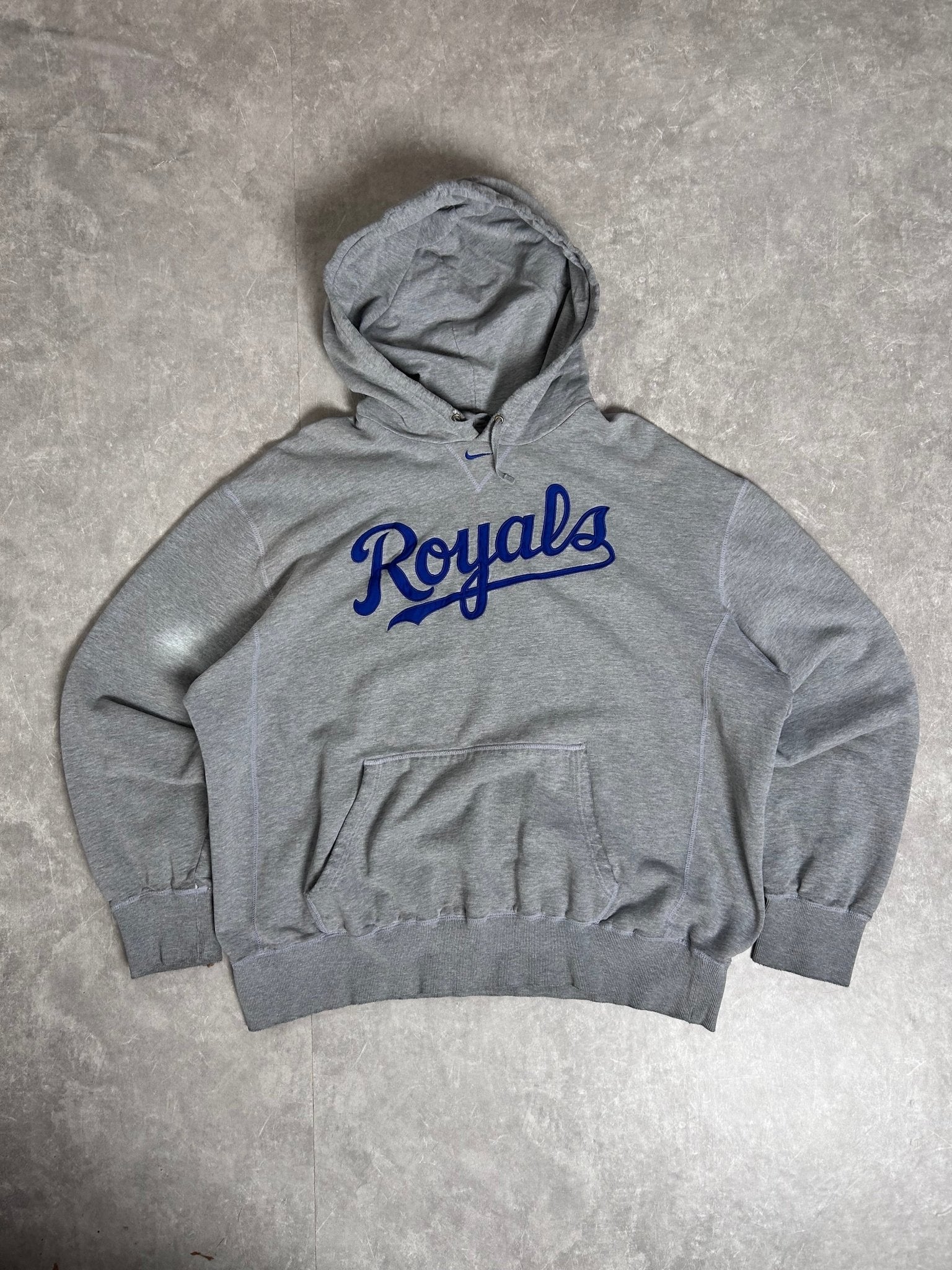 2000s Vintage Kansas City Royals Nike Gray Center Swoosh Hoodie - XXL - XXL | Martin City Vintage