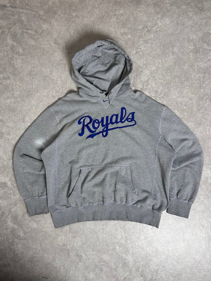 2000s Vintage Kansas City Royals Nike Gray Center Swoosh Hoodie - XXL - XXL | Martin City Vintage