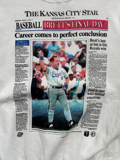 1993 Vintage Kansas City Royals George Brett Retirement White Crewneck - XXL - XXL | Martin City Vintage