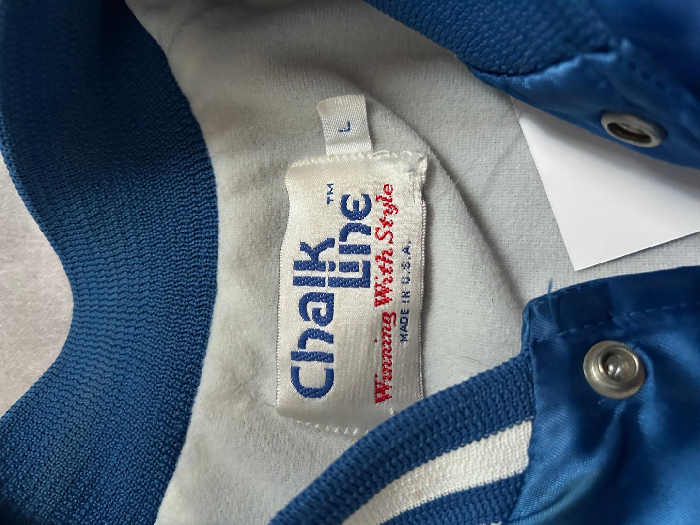 90s Vintage Kansas City Royals Chalk Line Blue Satin Jacket - L - L | Martin City Vintage