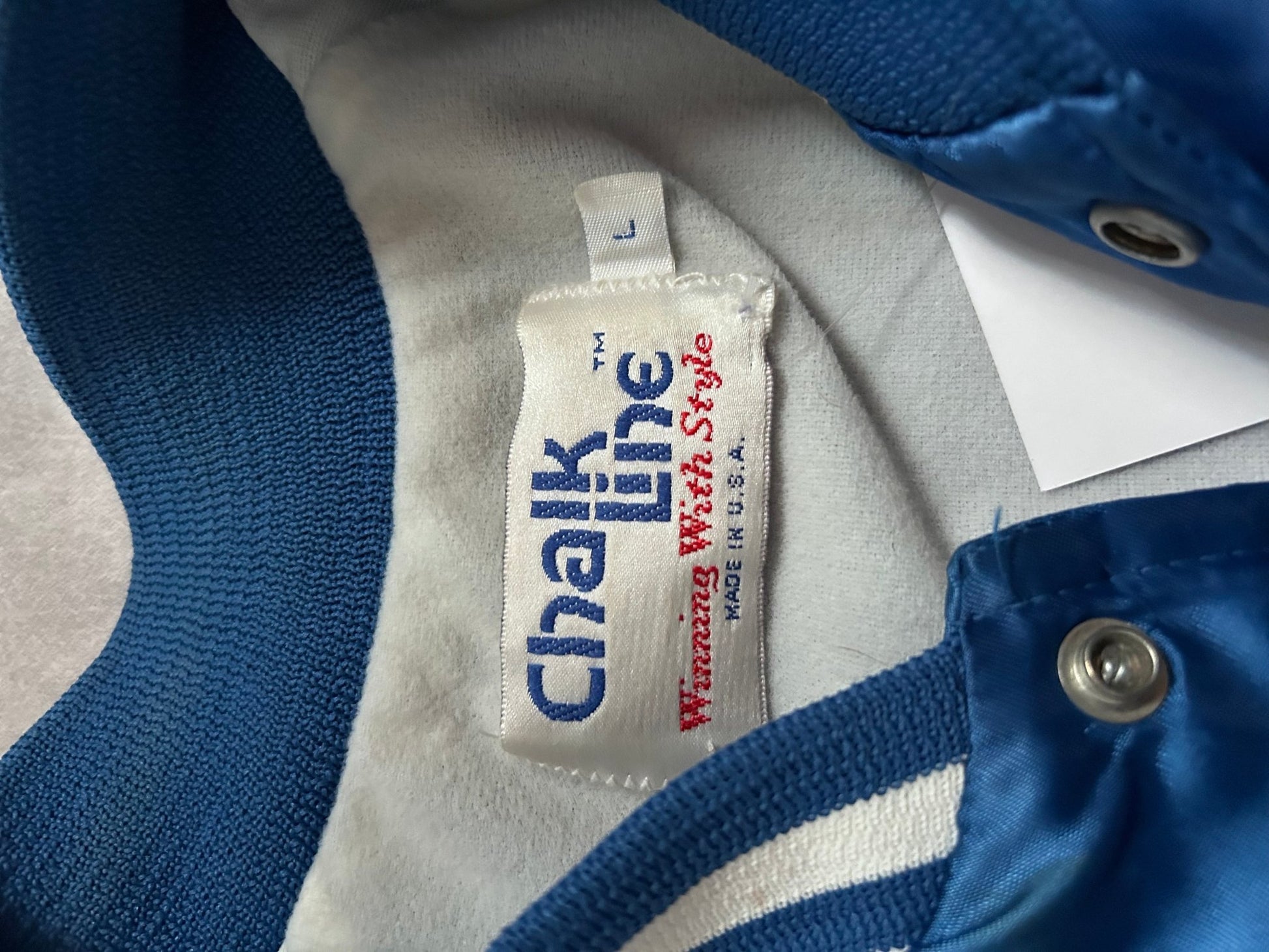 90s Vintage Kansas City Royals Chalk Line Blue Satin Jacket - L - L | Martin City Vintage