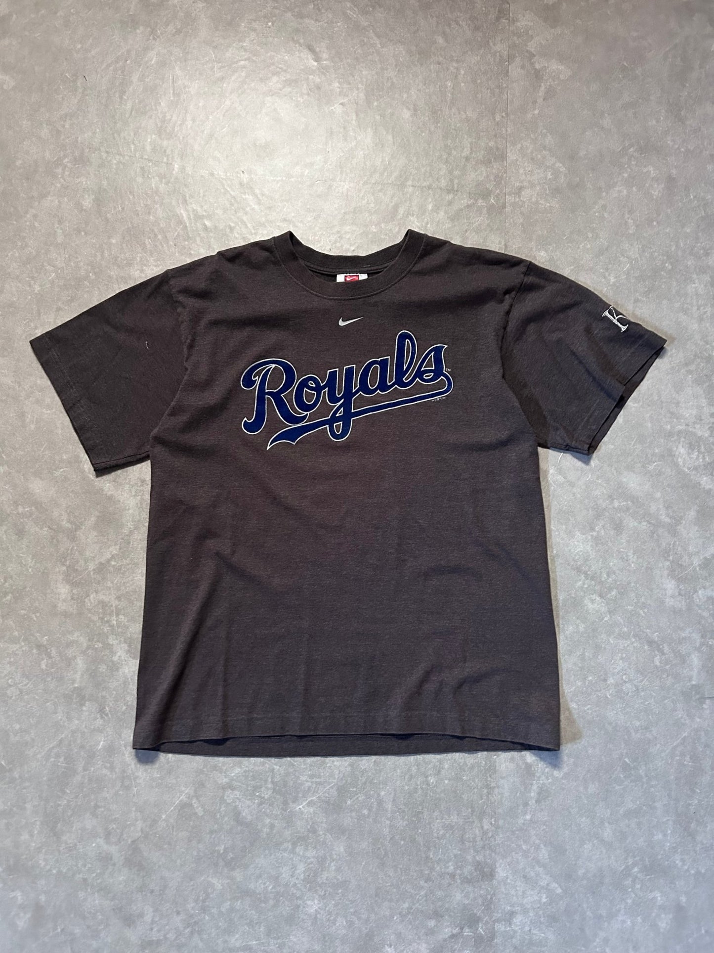2000s Vintage Kansas City Royals Nike Grey Center Swoosh T Shirt - M - M | Martin City Vintage