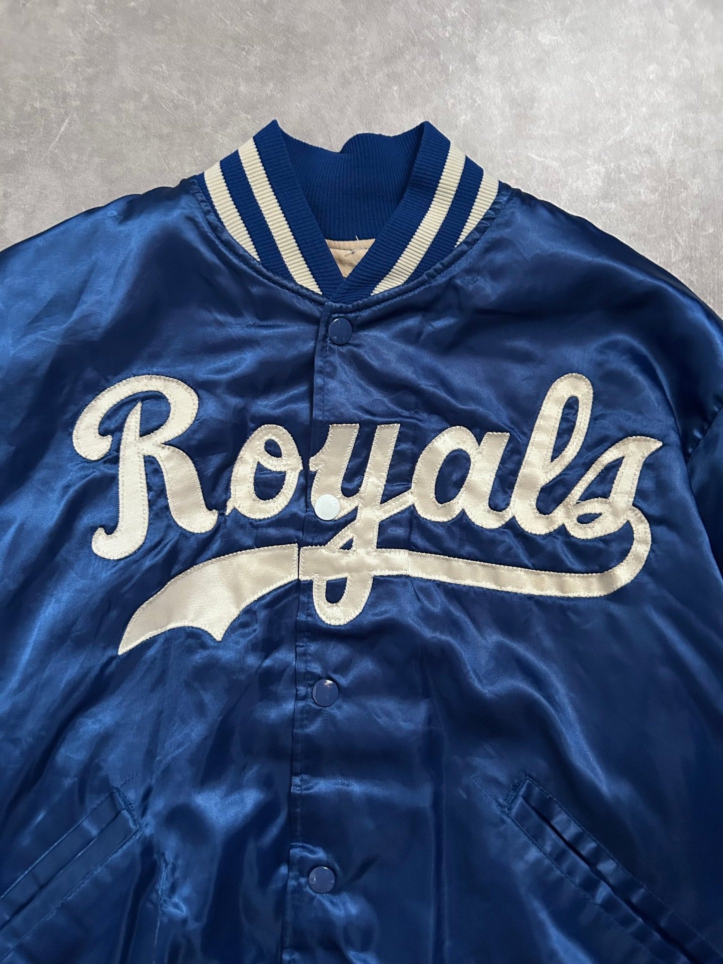 90s Vintage Kansas City Royals Blue Satin Jacket - L - L | Martin City Vintage