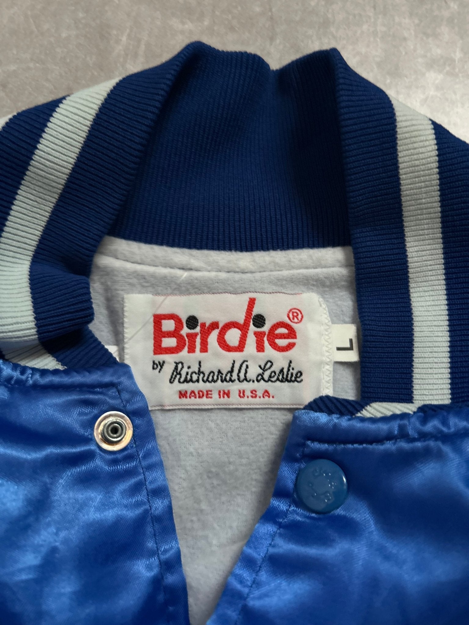 90s Vintage Kansas City Royals Birdie Blue Satin Jacket - L - L | Martin City Vintage