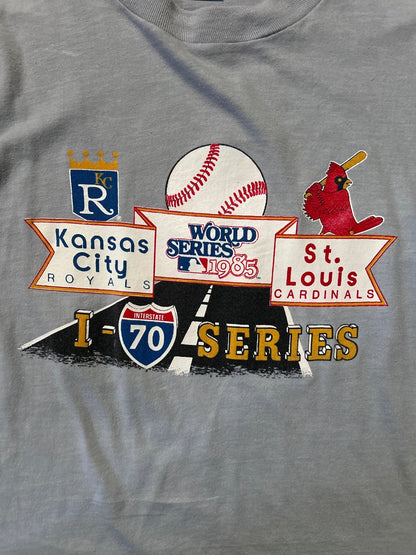 1985 Vintage I - 70 Series Kansas City Royals St. Louis Cardinals World Series Gray T Shirt - L - L | Martin City Vintage