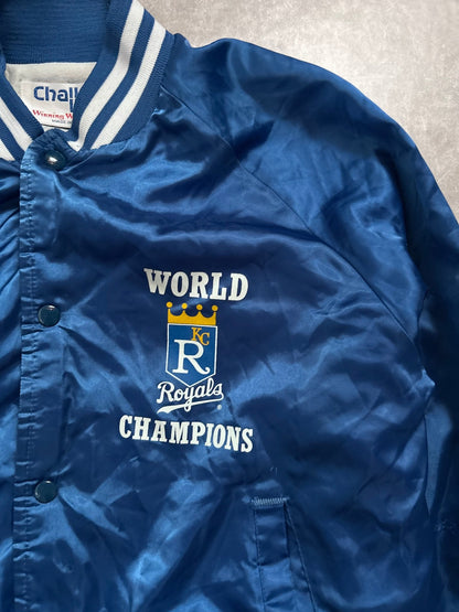 1985 Vintage Kansas City Royals World Series Champs Blue Satin Jacket - L - L | Martin City Vintage