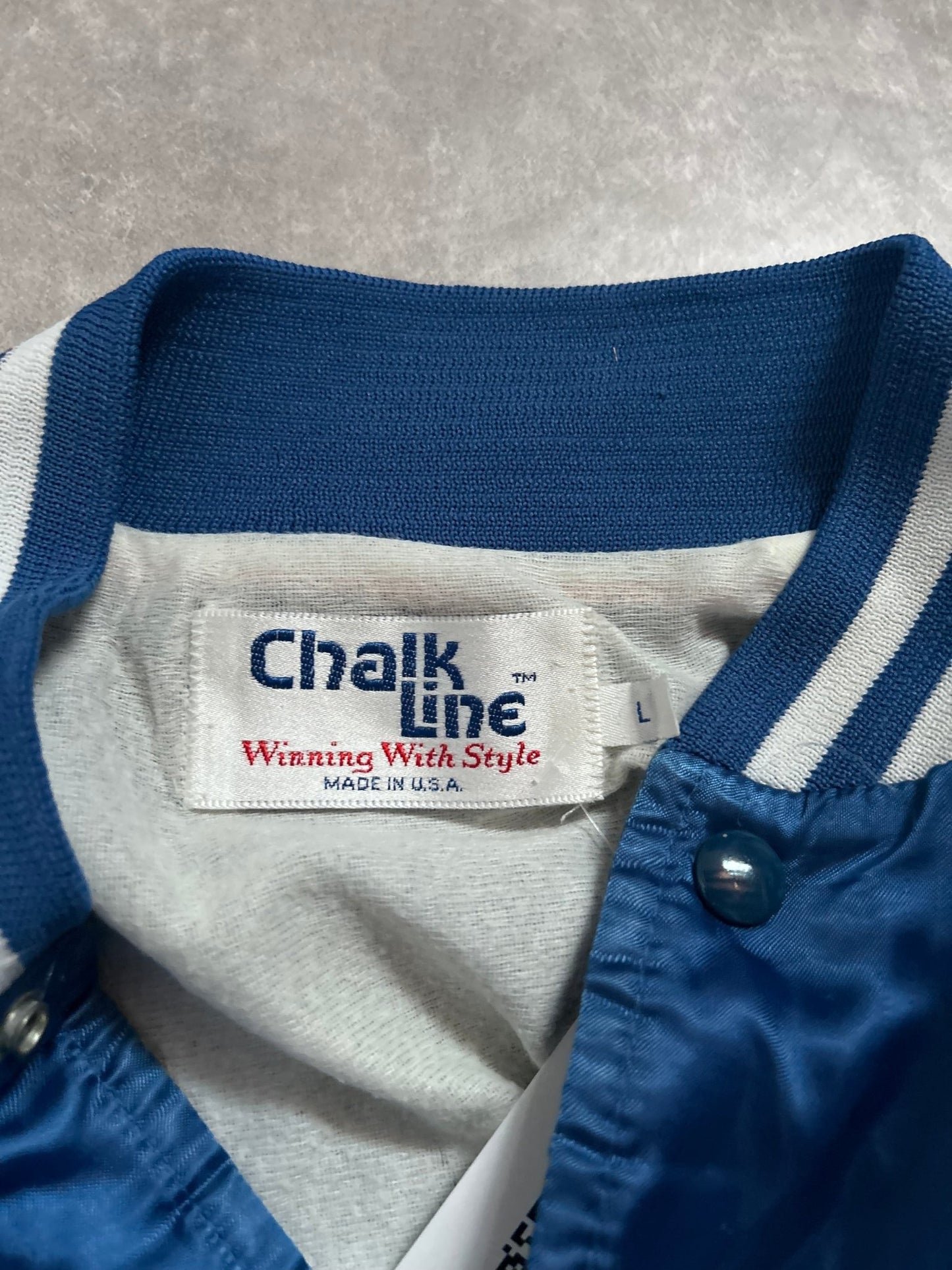 1985 Vintage Kansas City Royals World Series Champs Blue Satin Jacket - L - L | Martin City Vintage