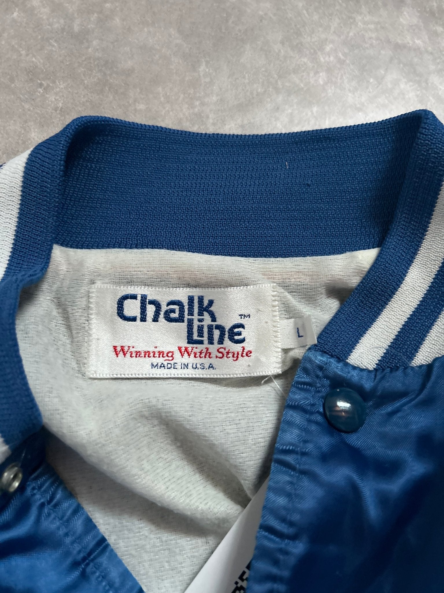 1985 Vintage Kansas City Royals World Series Champs Blue Satin Jacket - L - L | Martin City Vintage