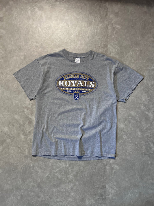 2001 vintage Kansas City Royals Gold Oval Gray T Shirt XL - XL | Martin City Vintage