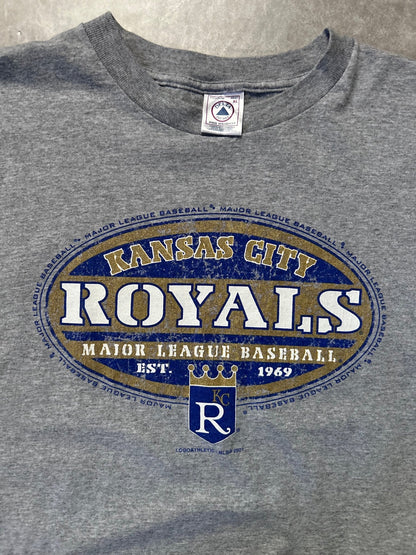 2001 vintage Kansas City Royals Gold Oval Gray T Shirt XL - XL | Martin City Vintage