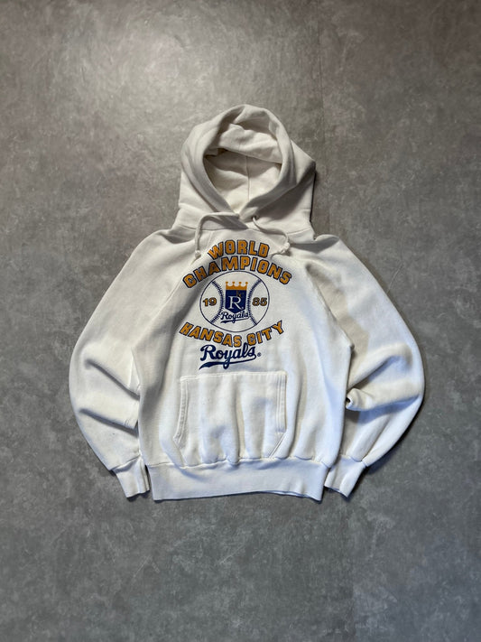 1985 Vintage Kansas City Royals World Series White Hoodie Size S - S | Martin City Vintage