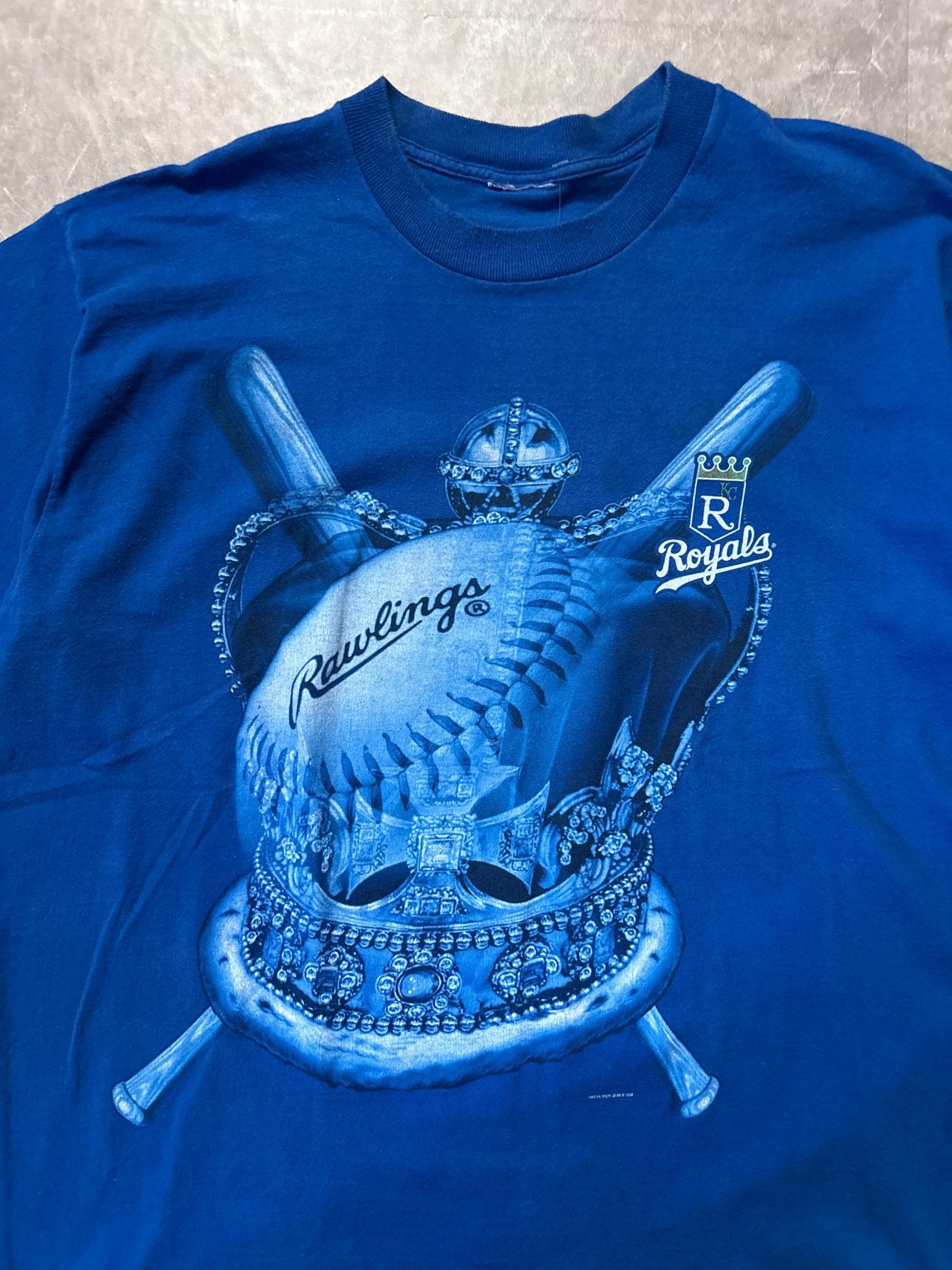 90s Vintage Kansas City Royals Big Print Pro Player Blue T Shirt - L - L | Martin City Vintage