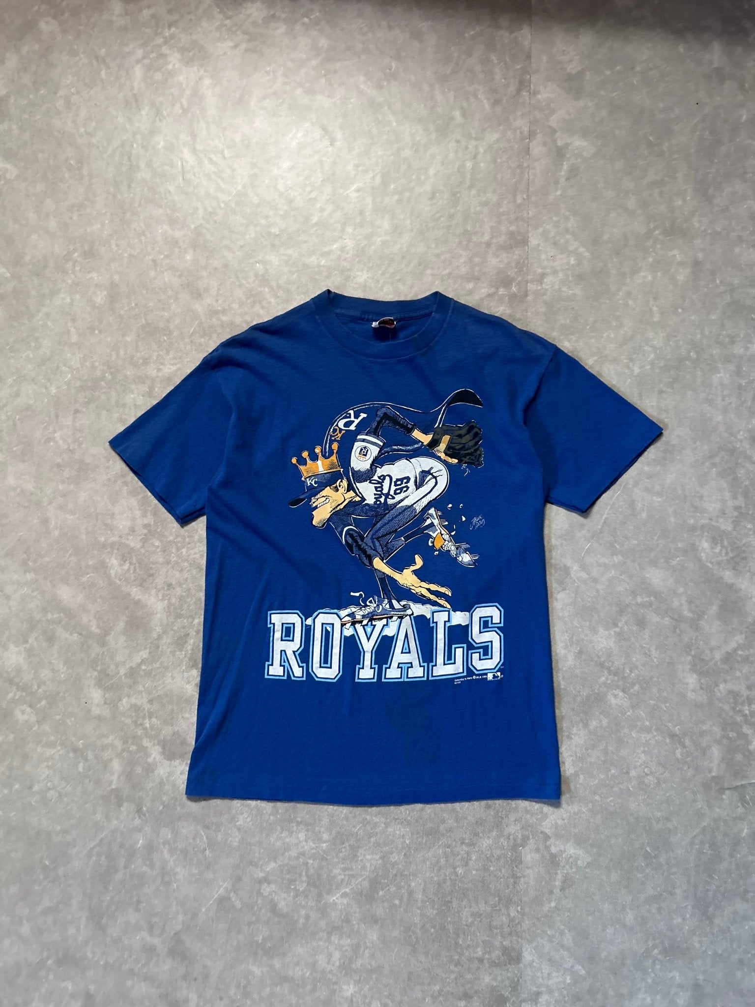 90s Vintage Kansas City Royals Jack Davis Blue T Shirt - L - L | Martin City Vintage
