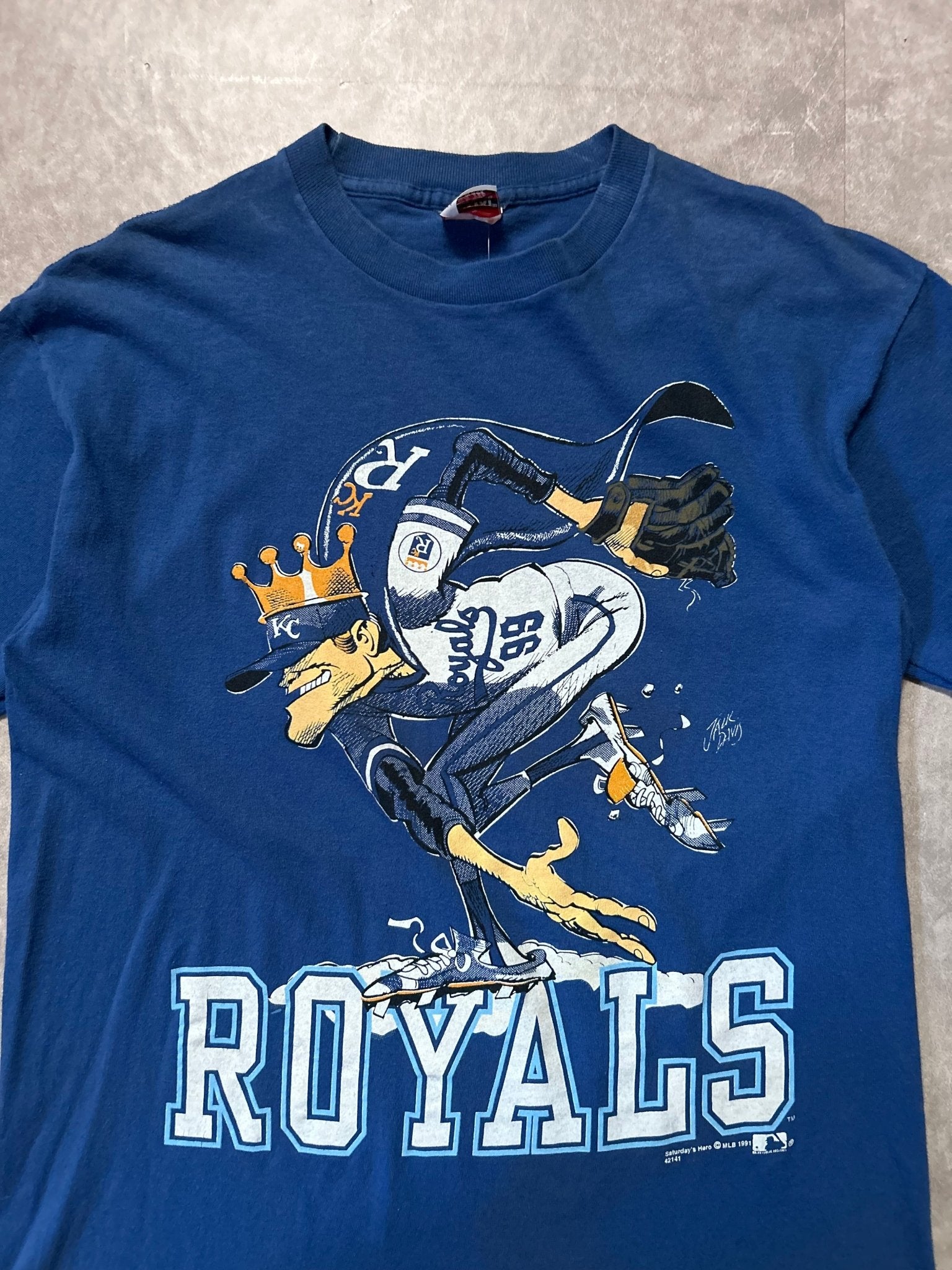 90s Vintage Kansas City Royals Jack Davis Blue T Shirt - L - L | Martin City Vintage