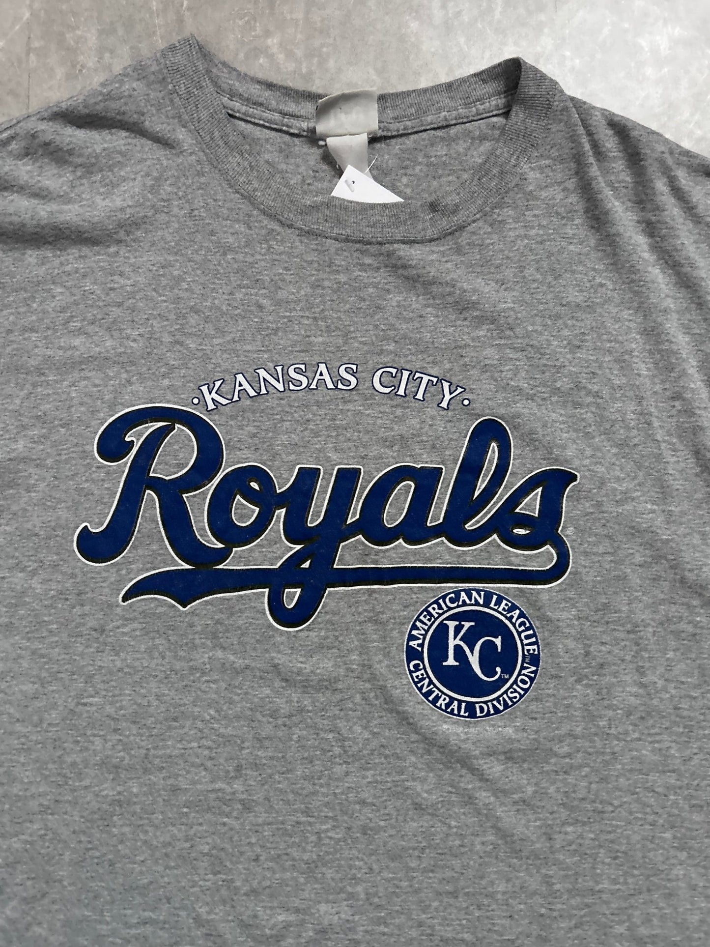 2000s Vintage Kansas City Royals Blue Script Gray T Shirt - XXL - XXL | Martin City Vintage