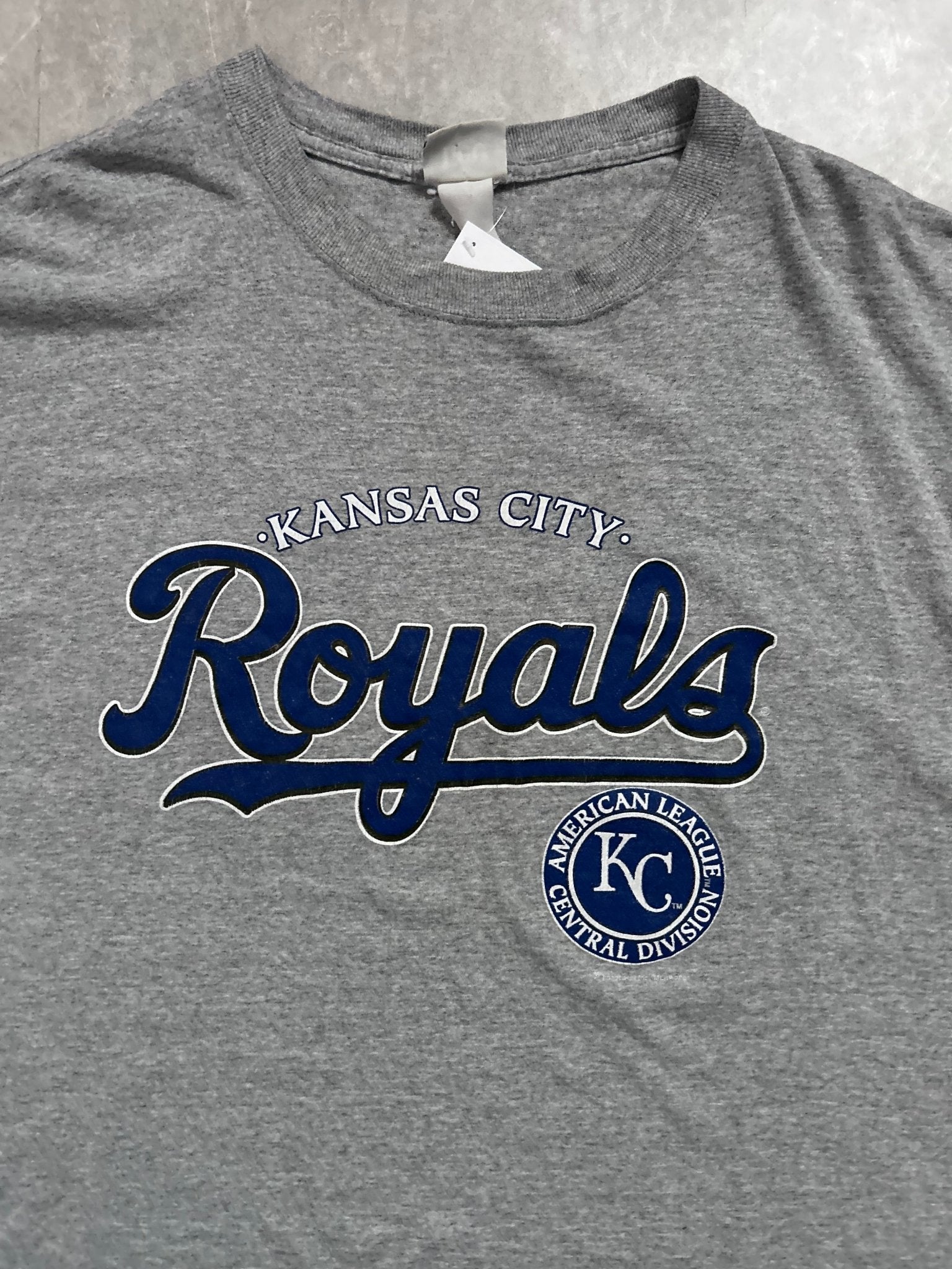 2000s Vintage Kansas City Royals Blue Script Gray T Shirt - XXL - XXL | Martin City Vintage