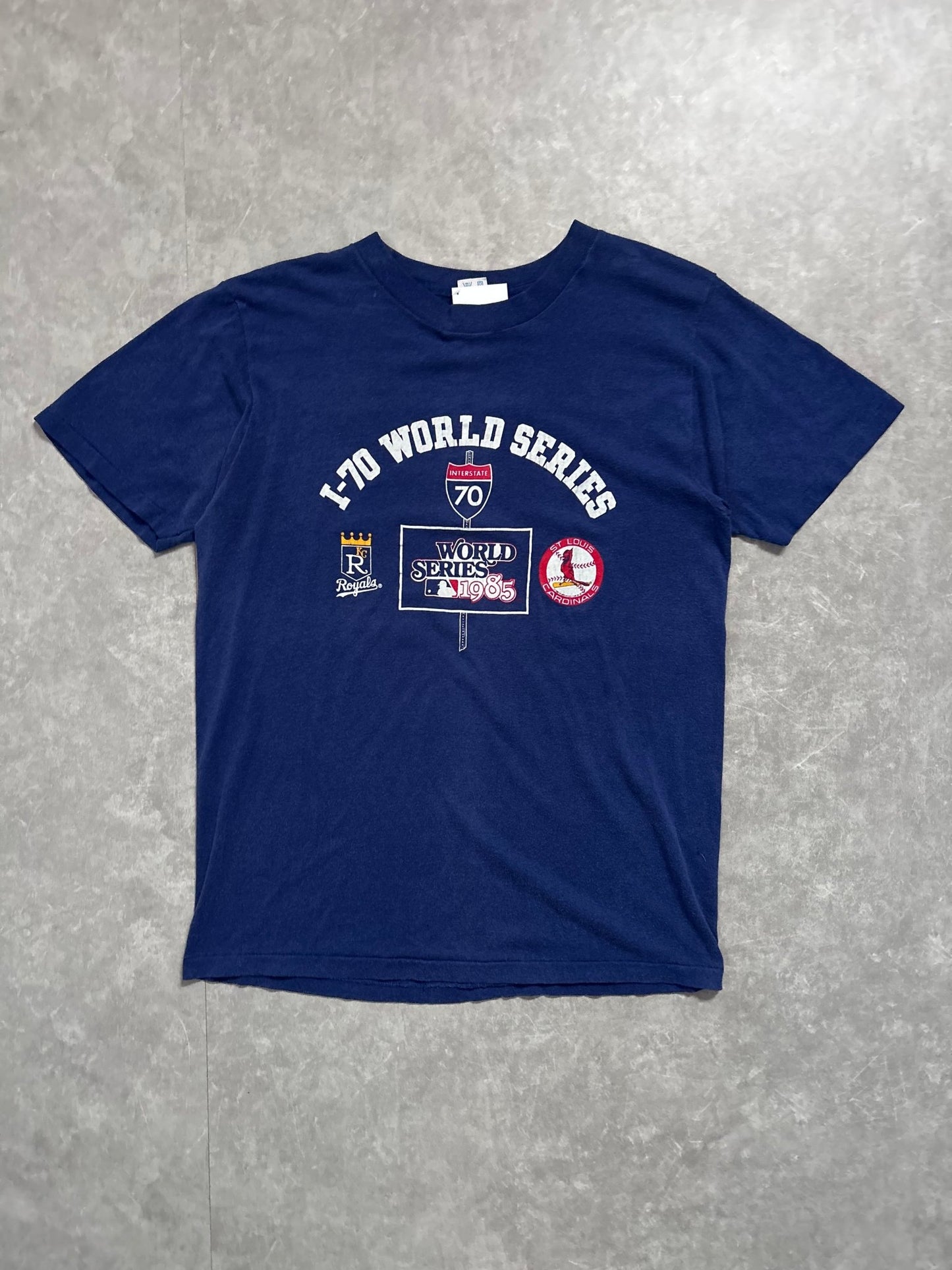 1985 Vintage I - 70 World Series Kansas City Royals St. Louis Cardinals Navy t Shirt - XL - XL | Martin City Vintage