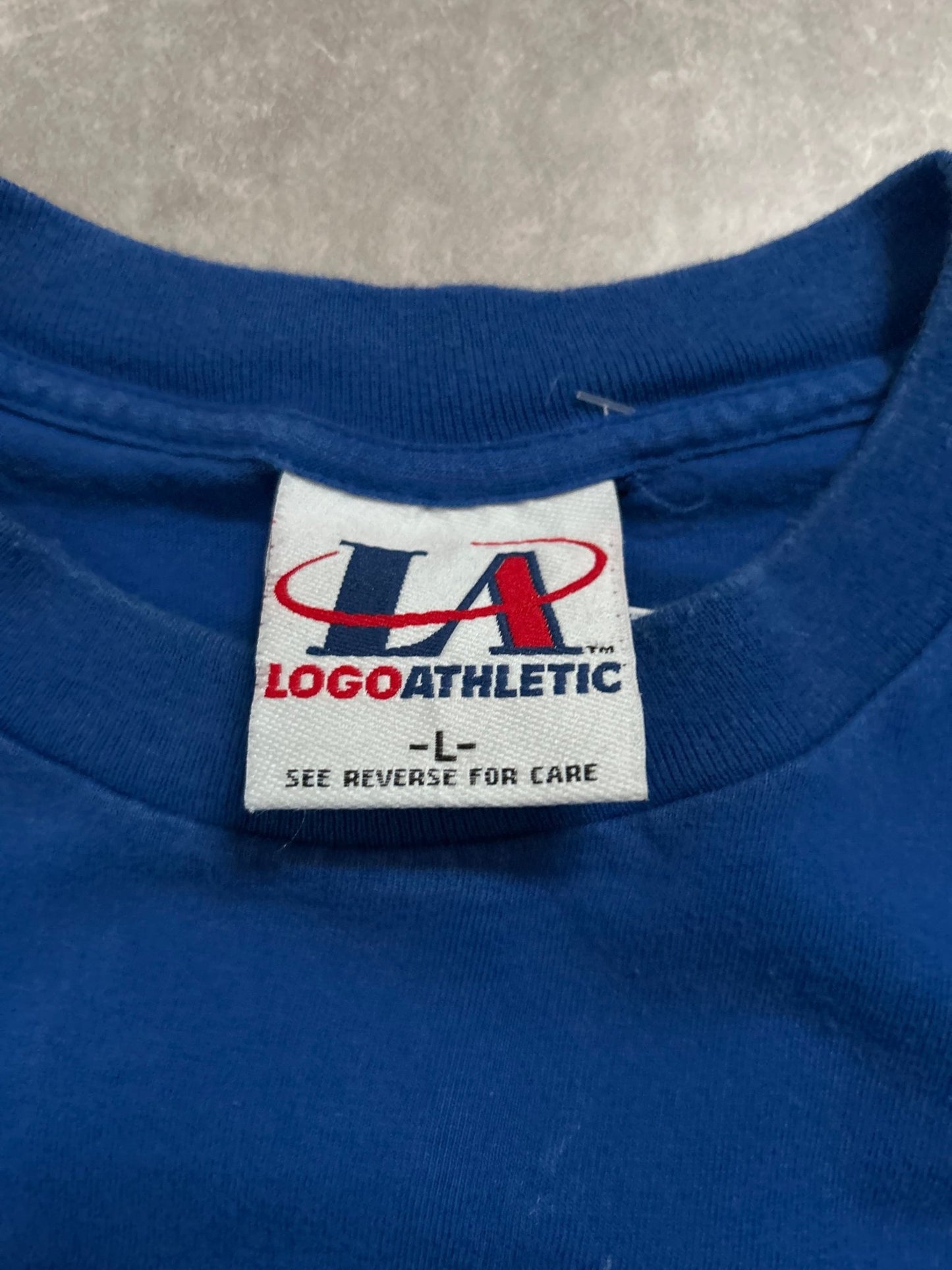 90s Vintage Kansas City Royals Logo Athletic Minimalist Embroidered Blue T Shirt - L - L | Martin City Vintage