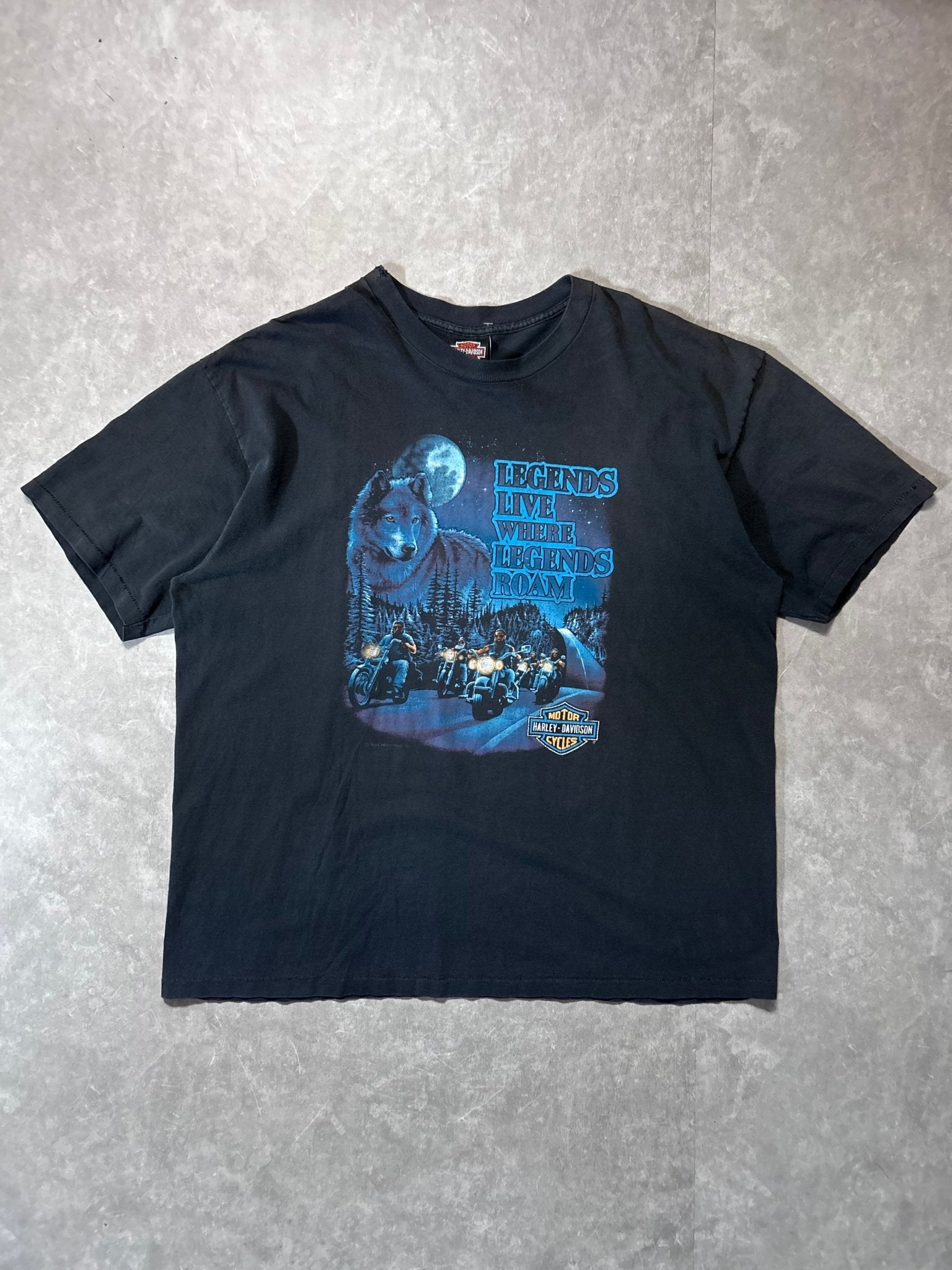 90s Vintage Harley Davidson Legends Wolf T Shirt - XXL & L - XXL | Martin City Vintage