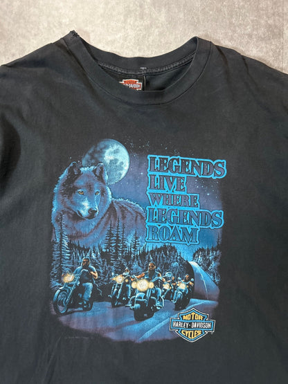 90s Vintage Harley Davidson Legends Wolf T Shirt - XXL & L - XXL | Martin City Vintage
