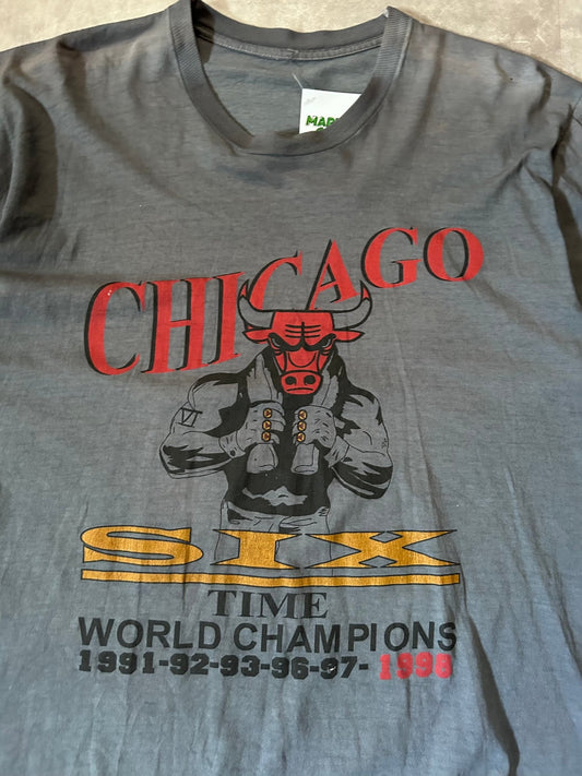 1998 Vintage Chicago Bulls Six Time Champions Gray T Shirt - XL - XL | Martin City Vintage