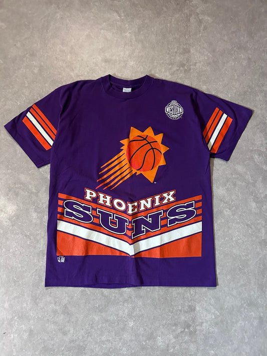 90s Vintage Phoenix Suns Wrap Around AOP Salem Purple T Shirt - XL - XL | Martin City Vintage