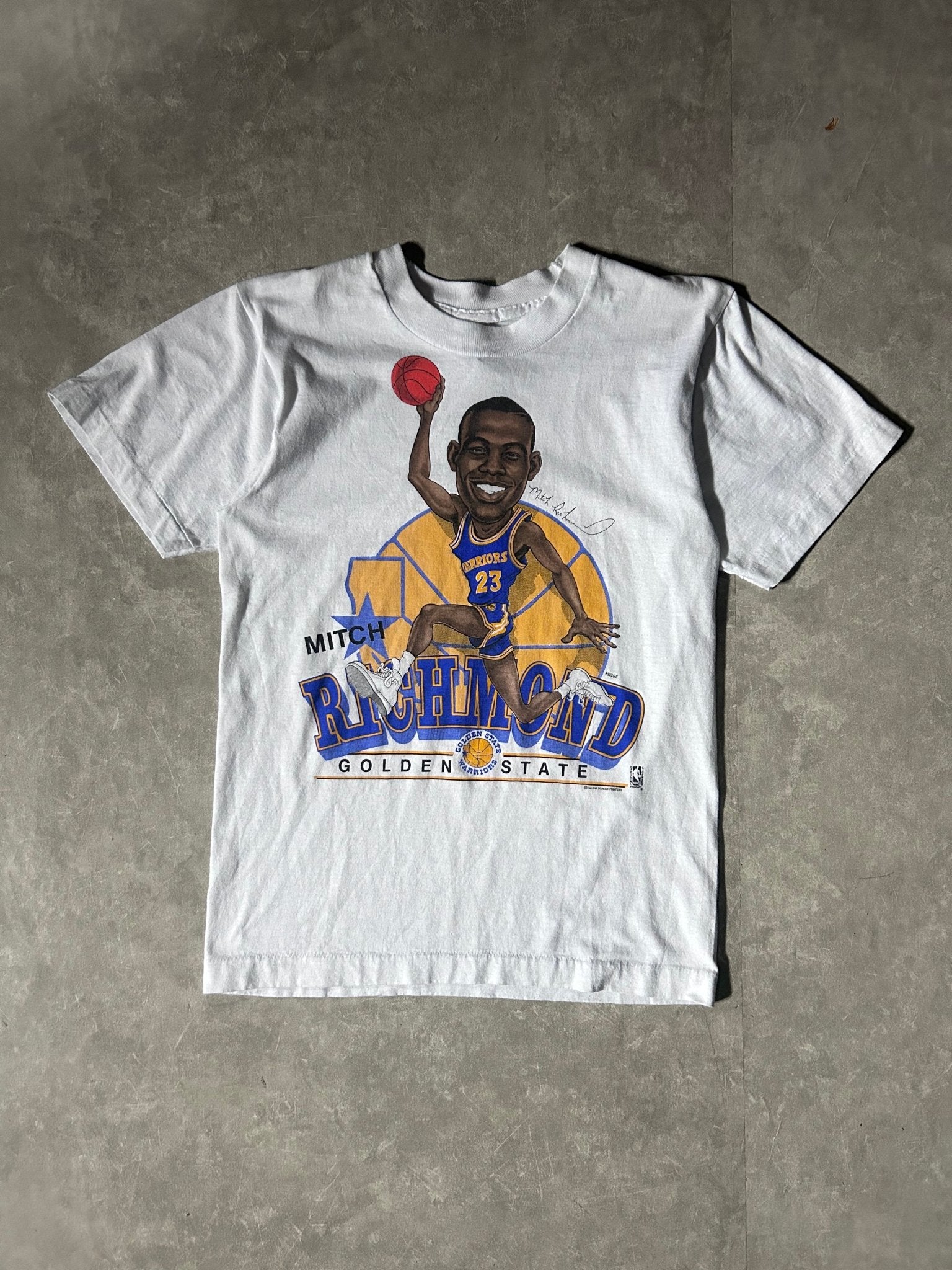 90's Vintage Golden State Warriors Mitch Richmond Caricature White T-Shirt - S - S | Martin City Vintage