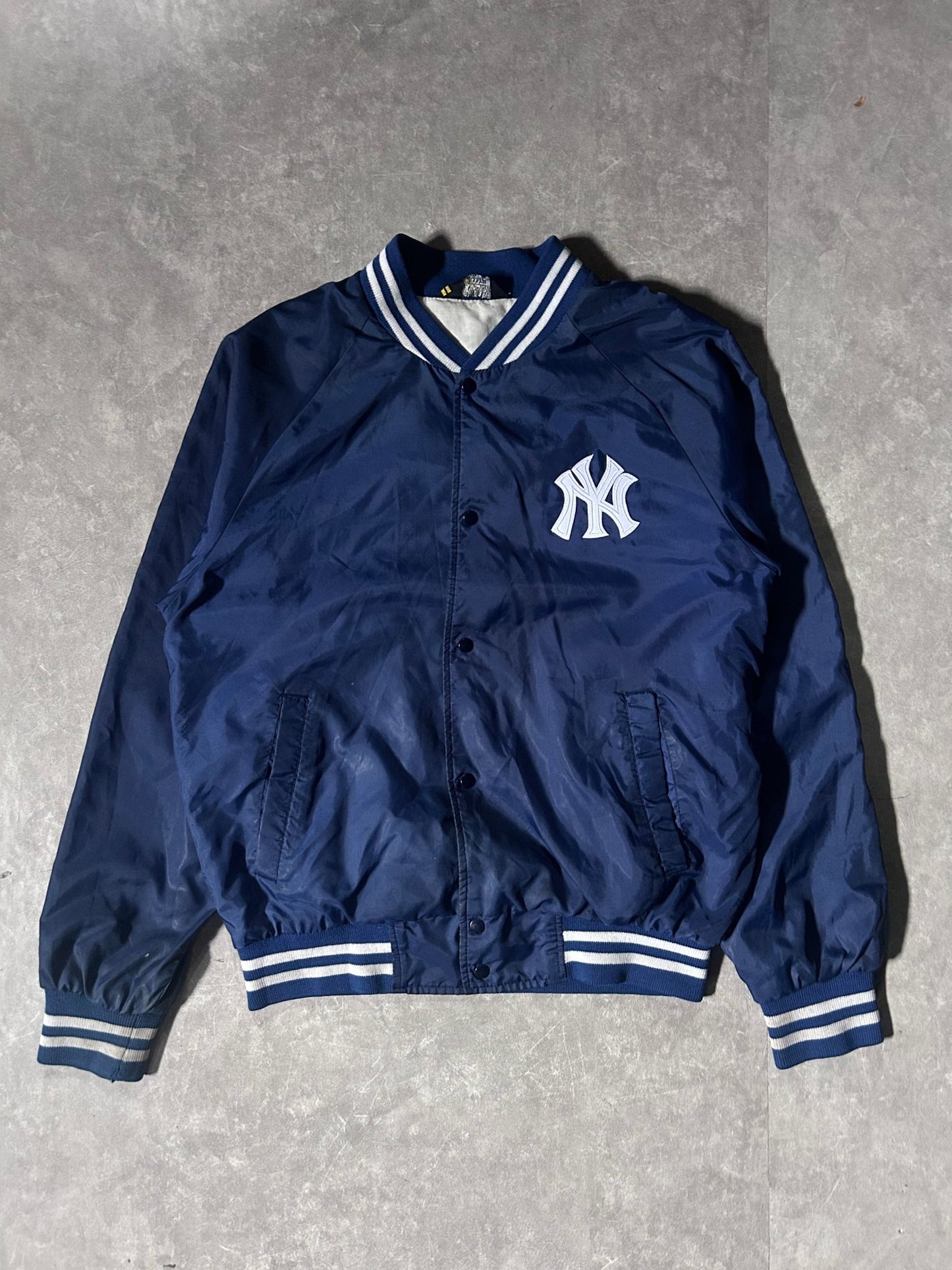 80's Vintage New York Yankees Navy Embroidered Bomber Jacket - L - L | Martin City Vintage