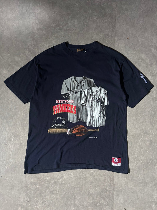 90's Vintage New York Yankees Nutmeg Navy T-Shirt - XL - XL | Martin City Vintage