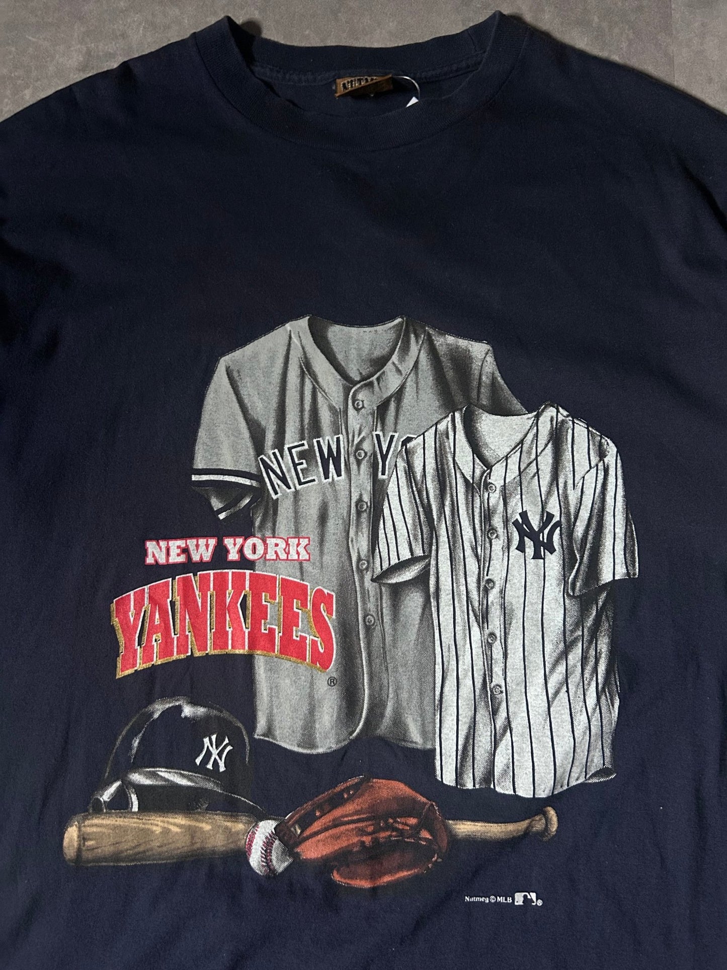 90's Vintage New York Yankees Nutmeg Navy T-Shirt - XL - XL | Martin City Vintage