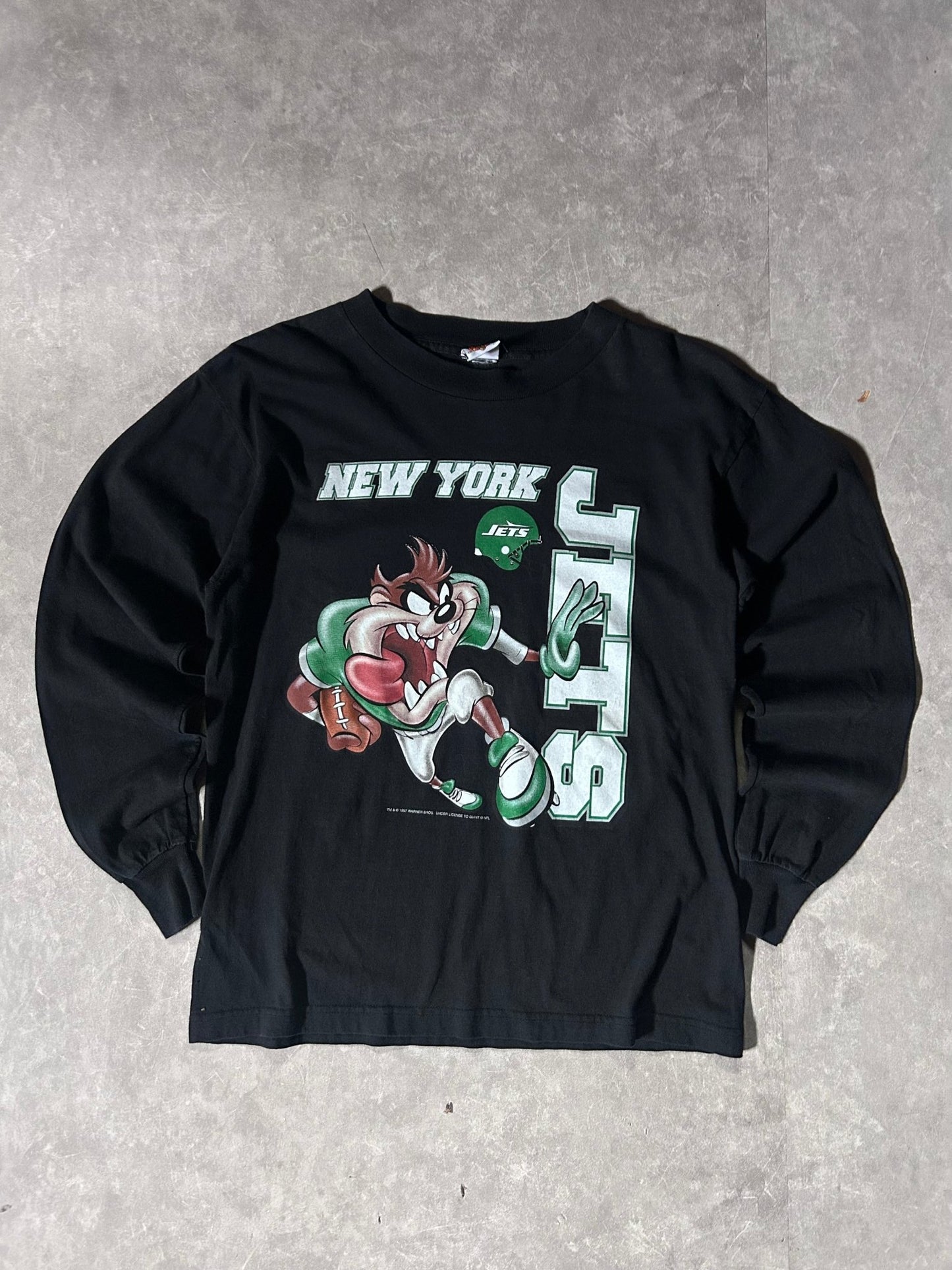 90's Vintage New York Jets Looney Tunes Black Long Sleeve - M - M | Martin City Vintage