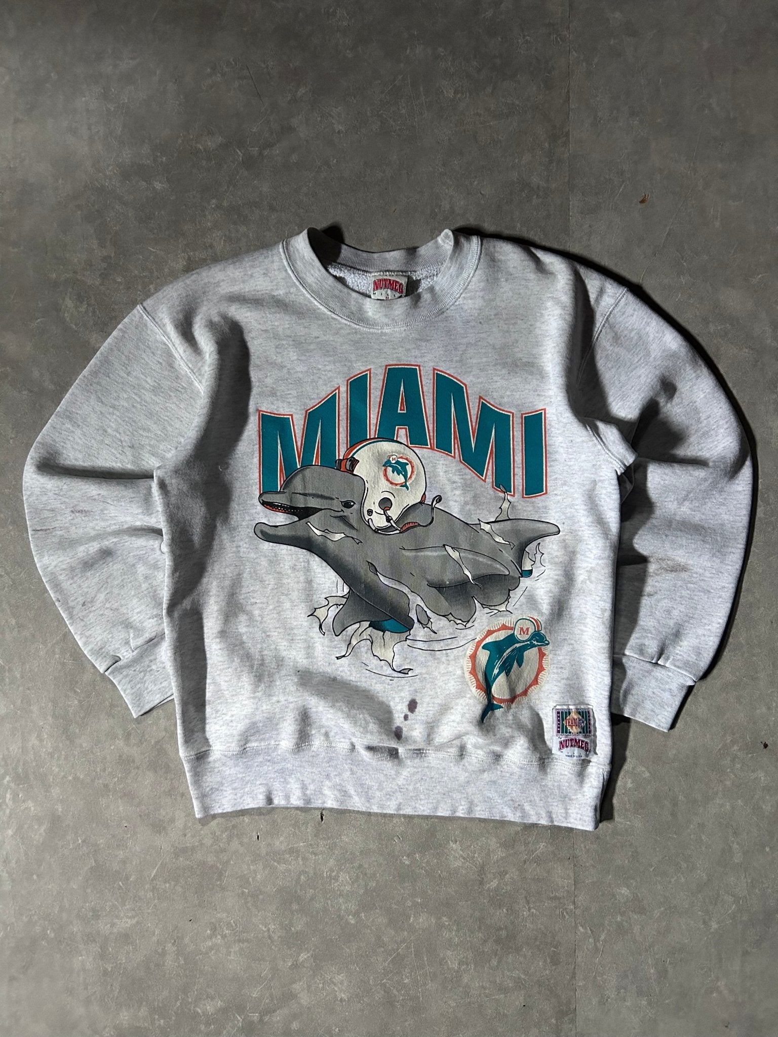 90's Vintage Miami Dolphins Breakthrough Heather Gray Crewneck - M - M | Martin City Vintage